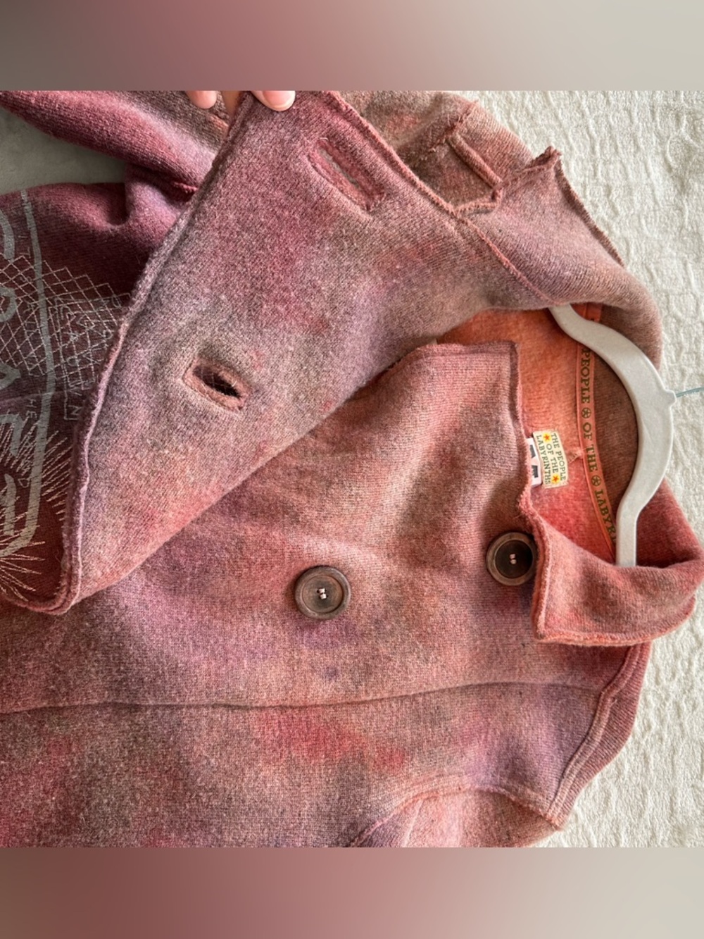 The People Of The Labyrinths wool blend, red and orange mottled-dye jacket - Picture 13 of 15